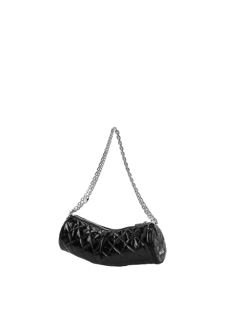 Croissant Barrel Crossbody Clutch Bag - Black