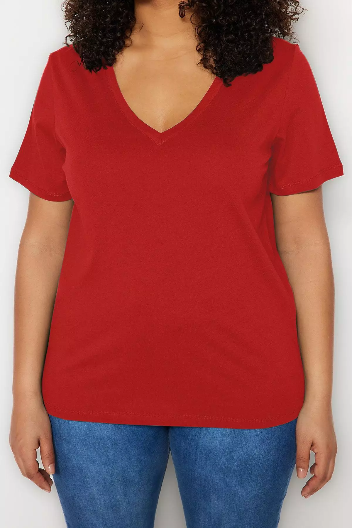 Plus Size Cotton V-Neck T-Shirt