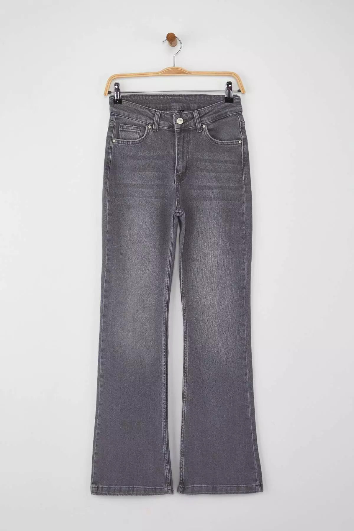 Gray High Waist Flared Jeans