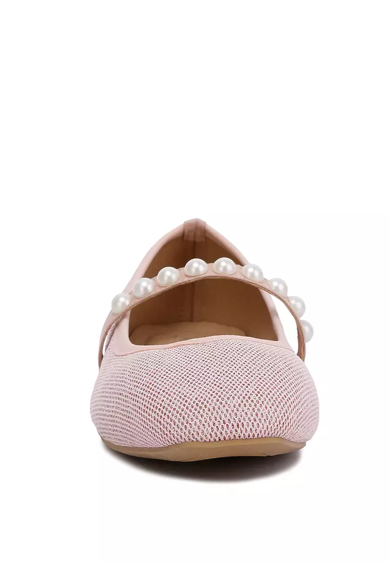 Pink Pearl Embellished Ballerina Flats
