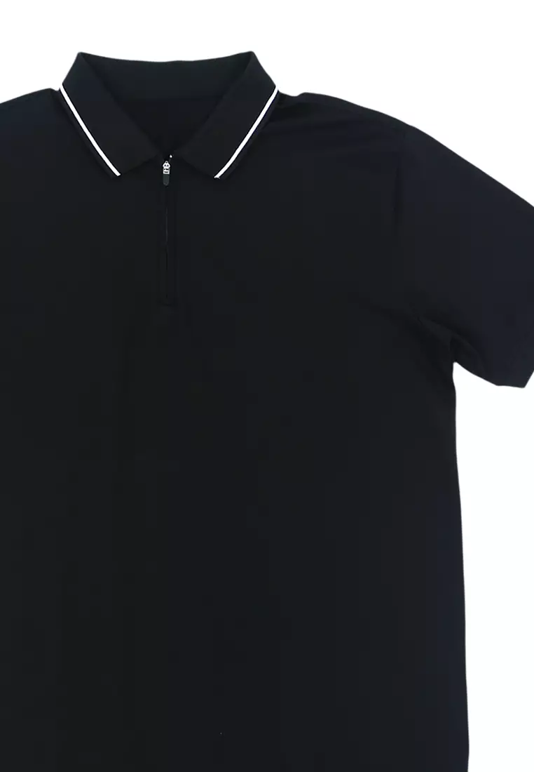 Men's Dry Fit Zipped Poloshirt - Black