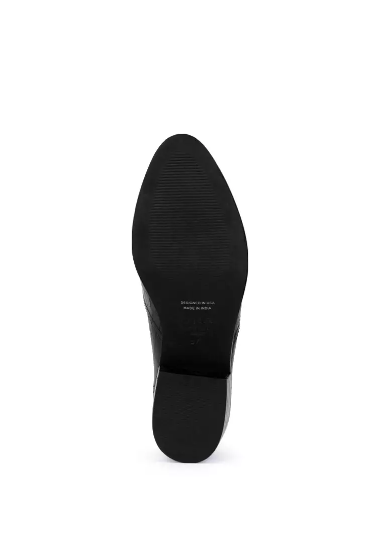 Buy Rag & CO. Black Metal Highlight Casual Leather Loafers 2023 Online