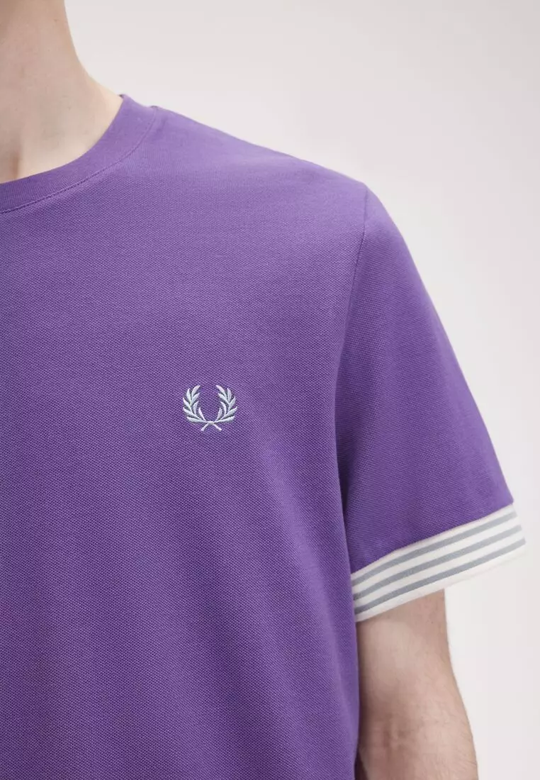Fred Perry M7707 Striped Cuff T-Shirt (AMETHYST)
