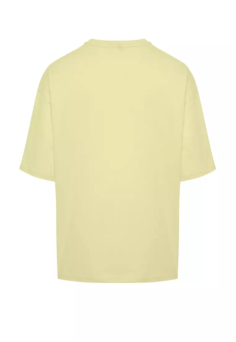 Yellow Oversize/Wide Cut 100% Cotton T-Shirt TMNSS22TS0318