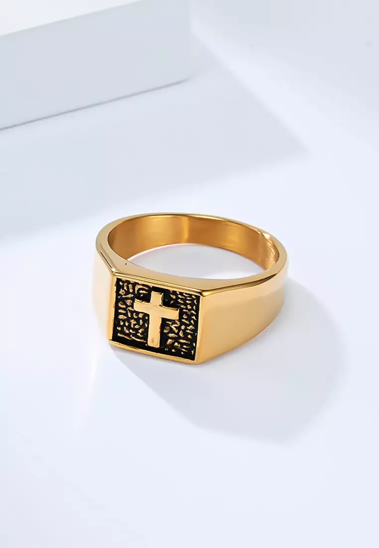 Titanium Steel Cross Stamp Ring JW QF-JZ1047