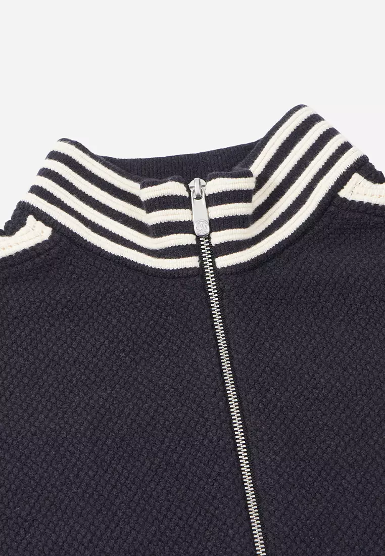 女裝鳶尾花 LOGO 拼色條紋針織外套 開襟毛衣