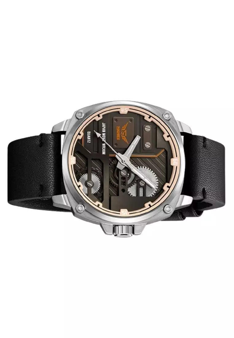 Jam Tangan Pria SKMEI 2289 Analog Leather Strap Anti Air ORIGINAL - Silver