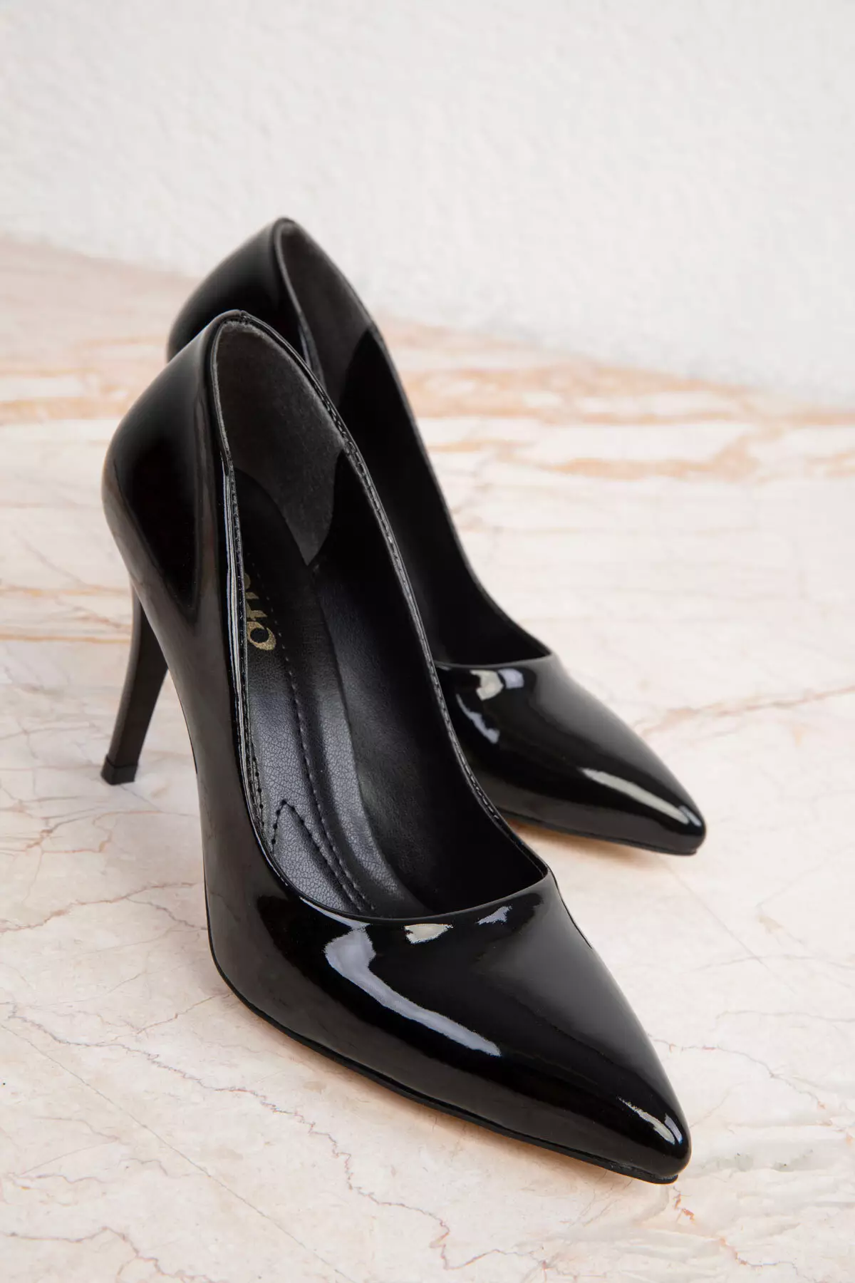 Patent Leather Black Women'S Heeled Shoes 19550