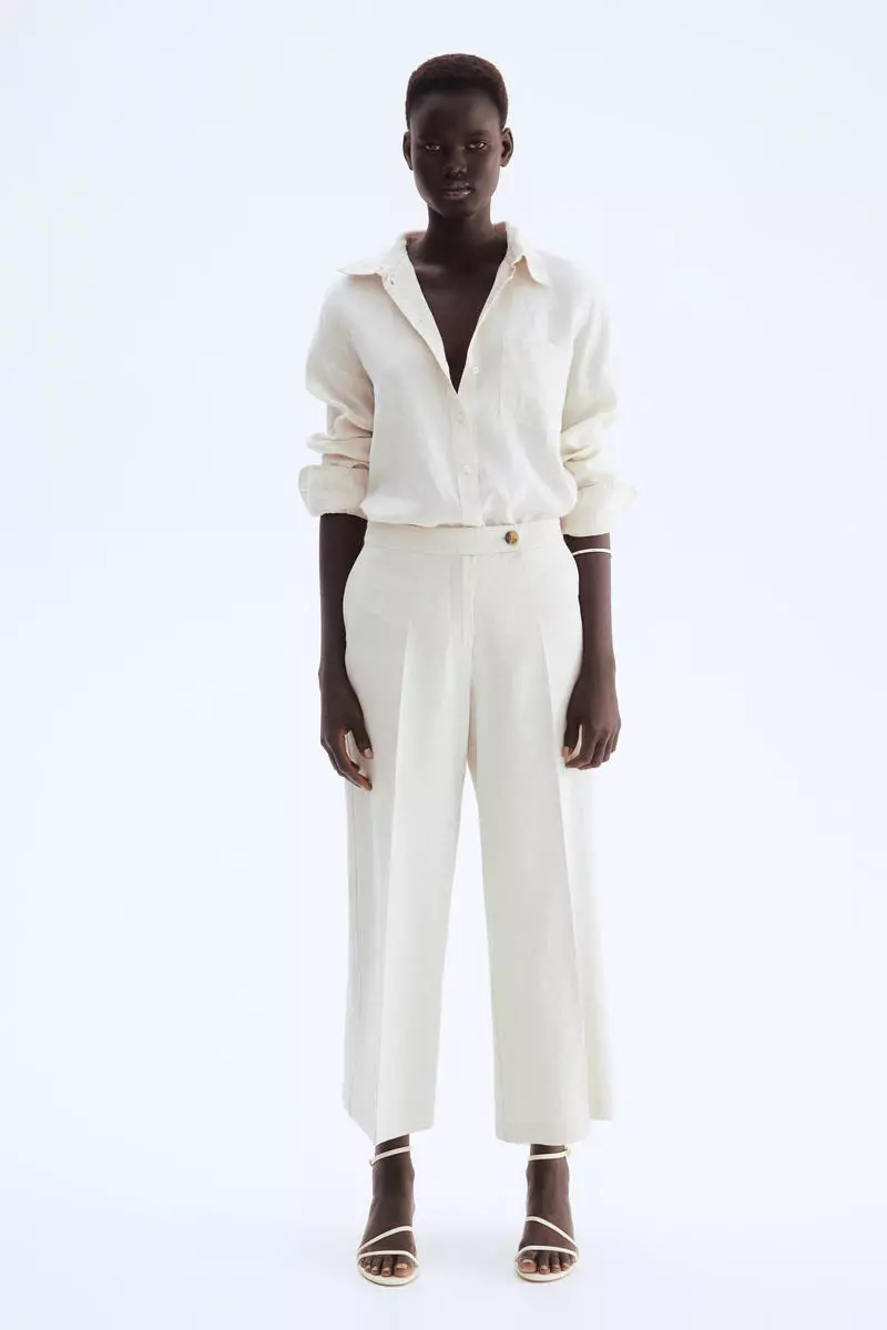 Tailored linen-blend trousers