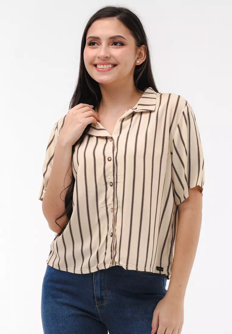 Woven Printed Rayon Short Sleeves Blouse
