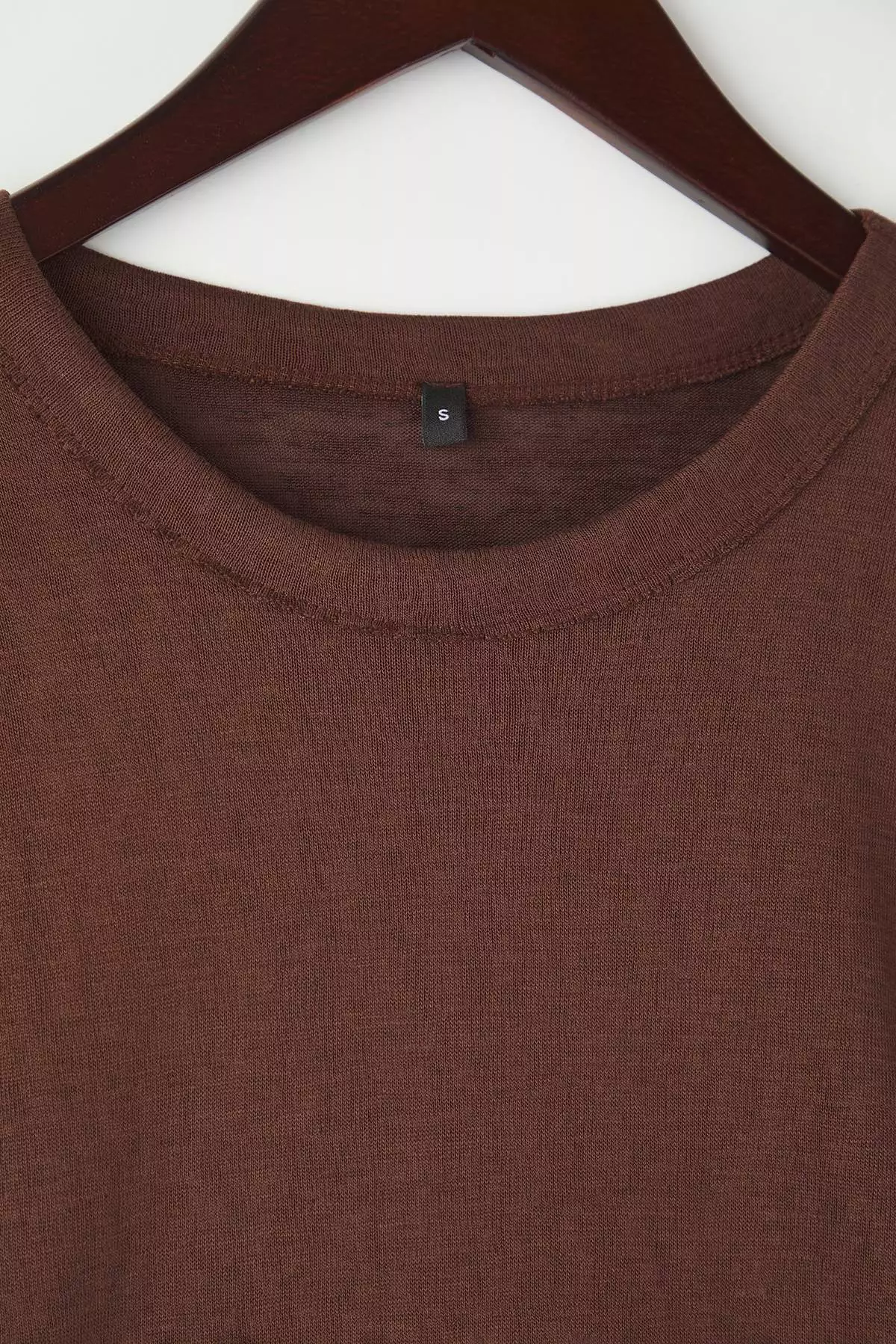 Wardrobe Essentials – Brown Crew Neck Relaxed/Comfortable Fit Knit T-Shirt |