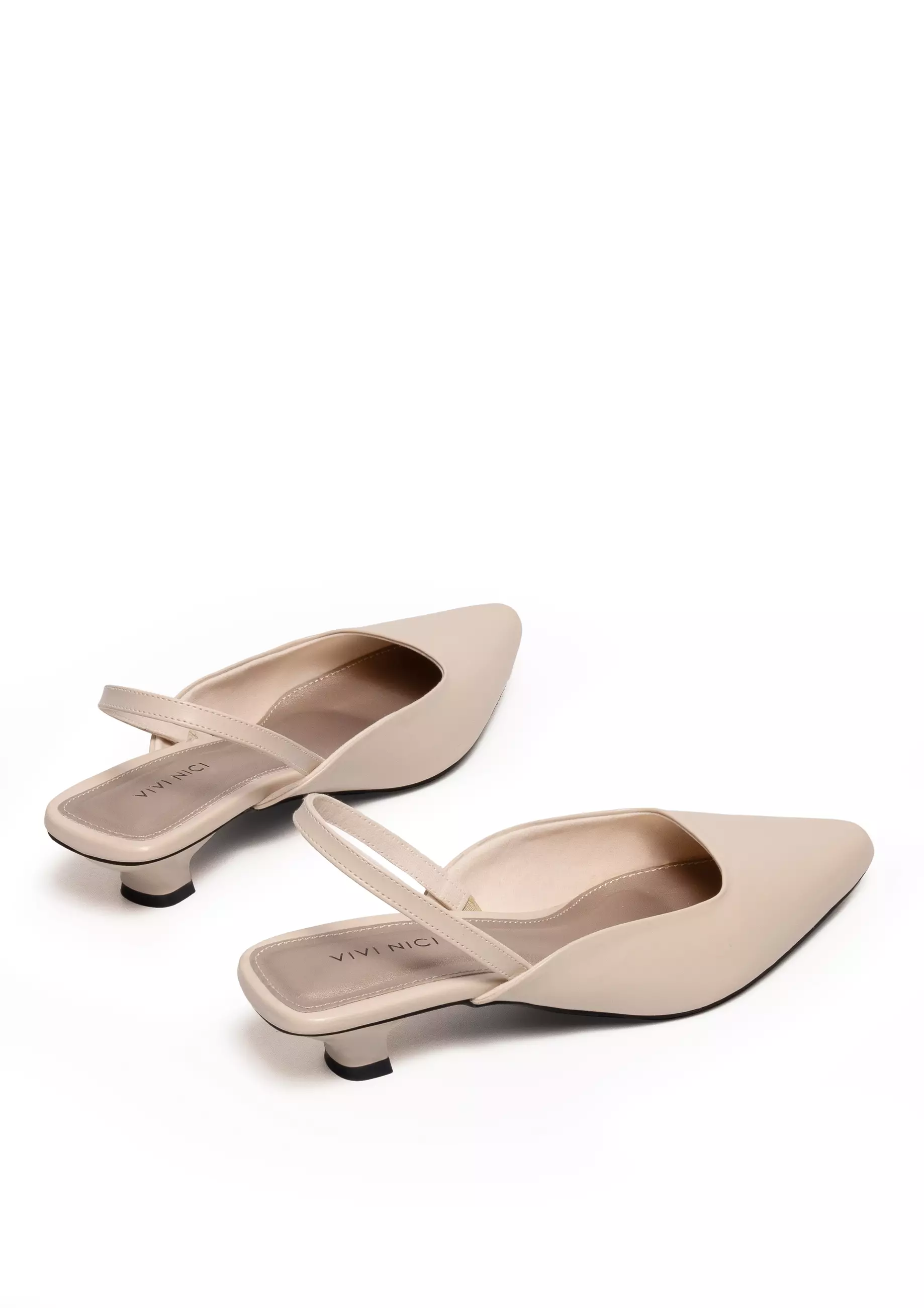 VIVI NICI - Sara Sepatu Sandal Mules Wanita Hak 3 Cm Cannoli Cream