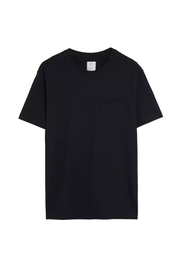 Buy MARKS & SPENCER M&S COLLECTION Pure Cotton Heavy Weight T-Shirt ...