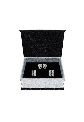 Krystal Couture silver KRYSTAL COUTURE Boxed 3 Pairs Earrings Set Embellished with Swarovski® crystals-White Gold/Clear FE656AC6F1F951GS_1