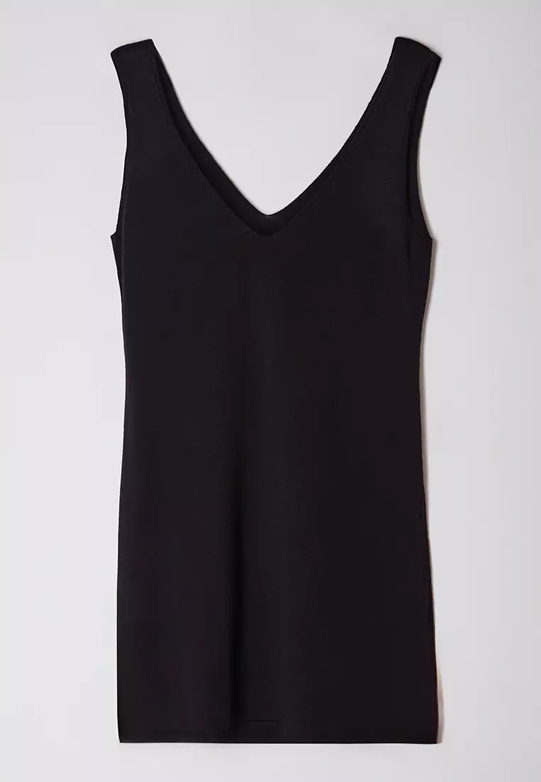 Black Mini Knitwear Basic Cardigan Dress