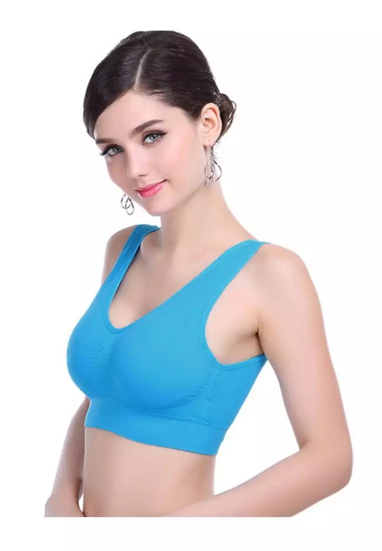2-Pack Seamless Sports Bra Wirefree Yoga Bra with Removable Pads