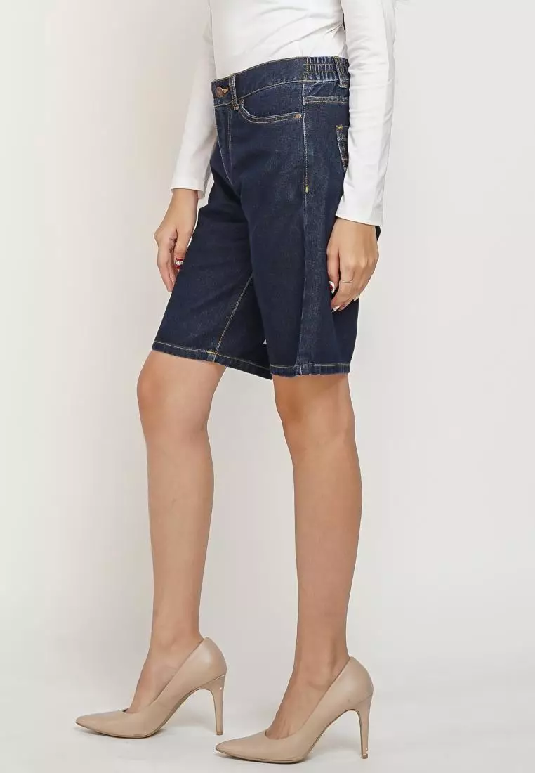 DUST Celana Short Pant Jeans Miku Dark Blue (D. 3441)