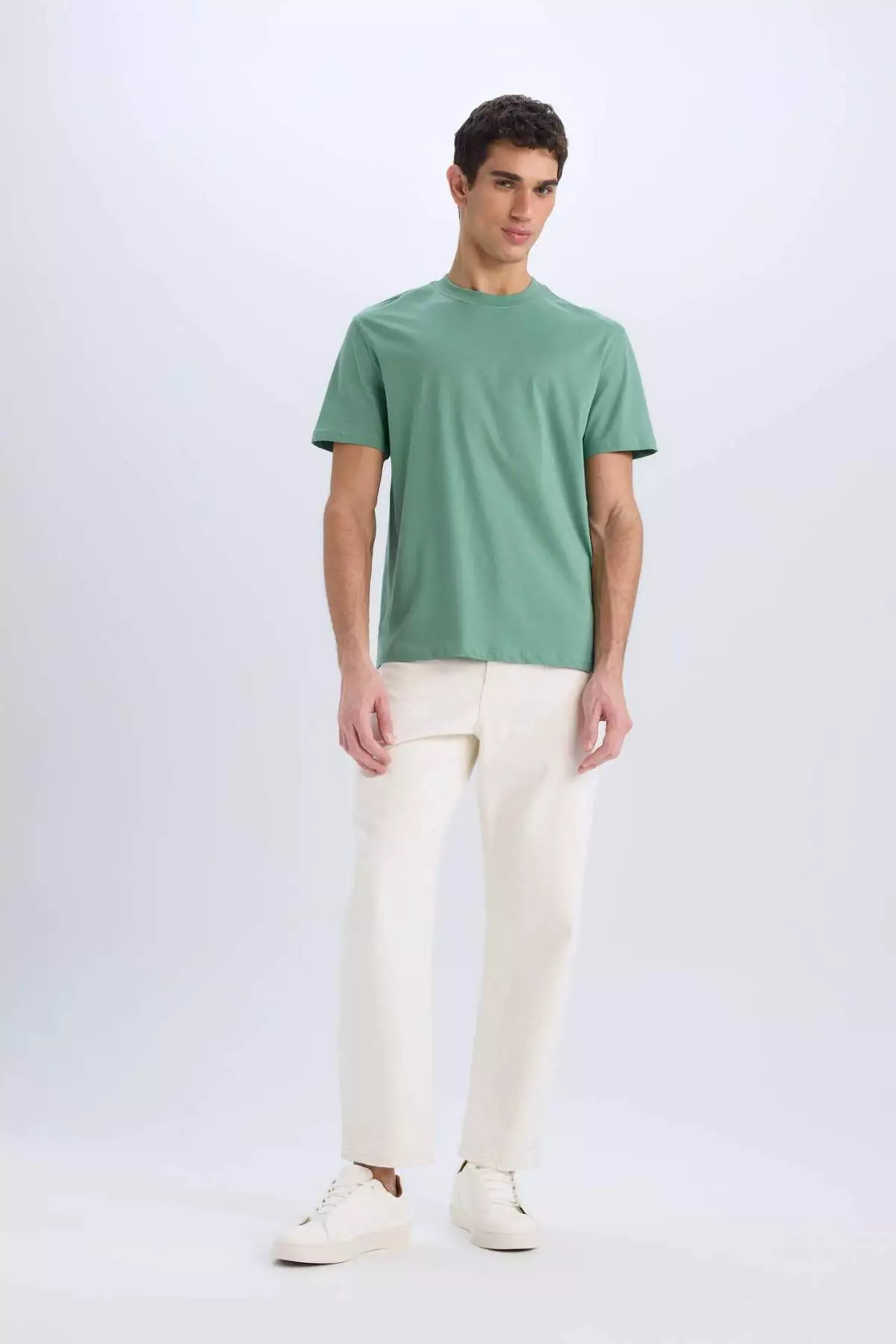 100% Cotton New Regular Fit Crew Neck Basic Plain Short Sleeve T-Shirt V7699Az24Sp