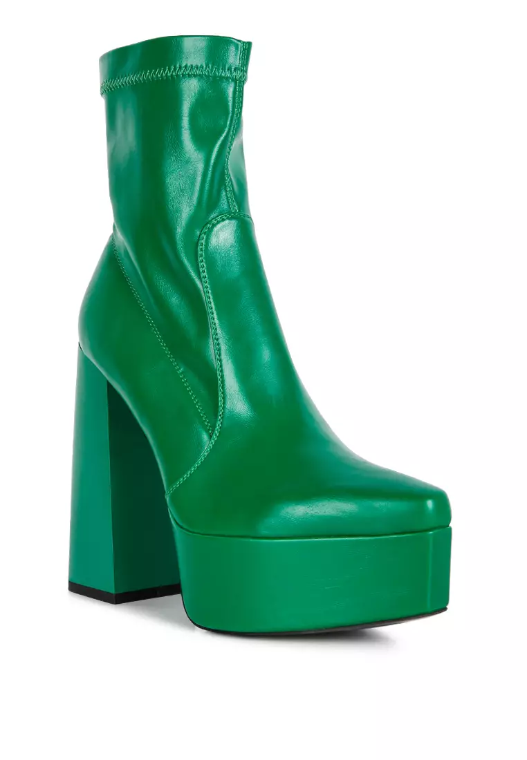 Buy London Rag Green Patent PU High Platform Ankle Boots 2024
