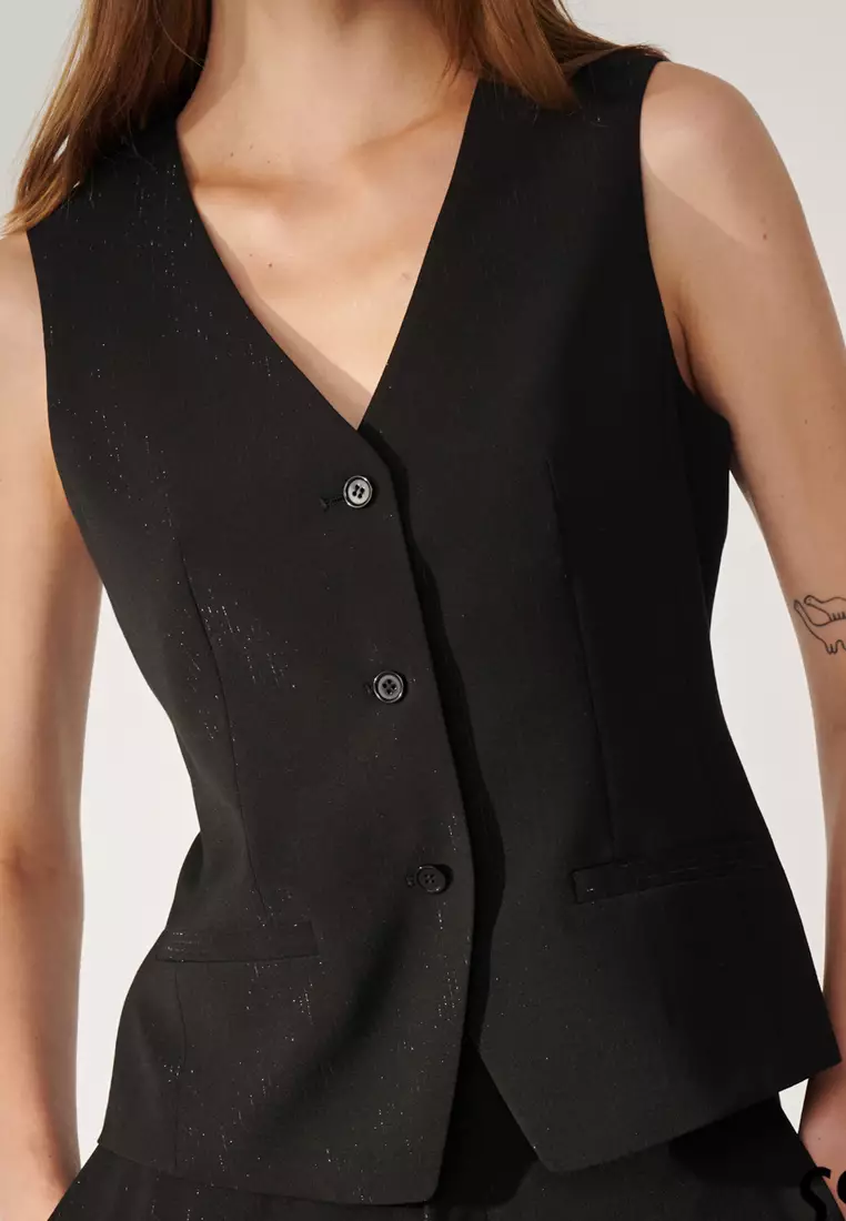 黑色銀蔥西裝背心