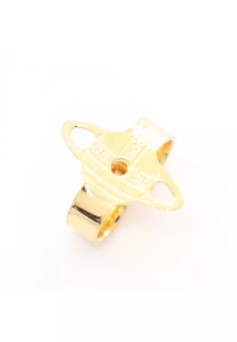 Pre-Loved Vivienne Westwood NANO SOLITAIRE Orb earrings GP Rhinestone gold orange