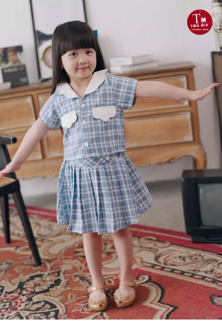 Two Mix - Cloudy Set Setelan Anak Perempuan  - One Set Anak Cewek 1-12 Tahun 4399 Blueberry