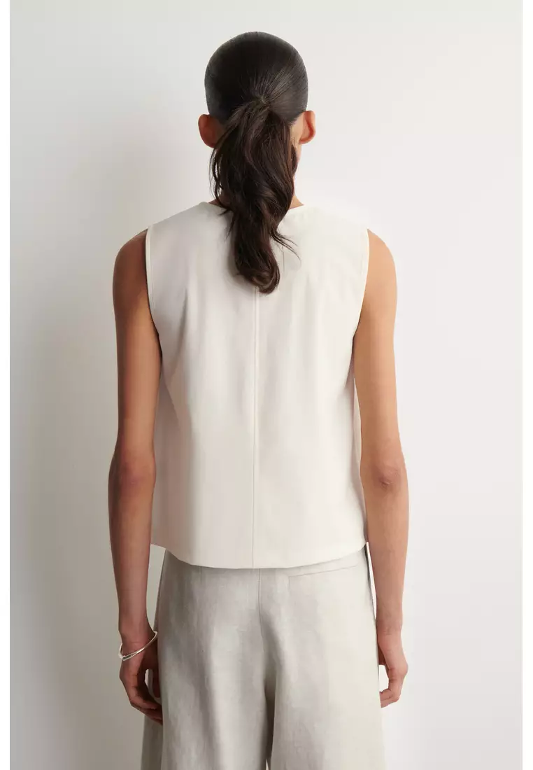 GATHERED-NECK JERSEY TANK TOP