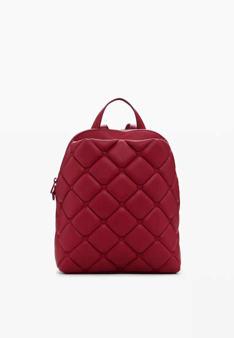 Quilted faux leather backpack S