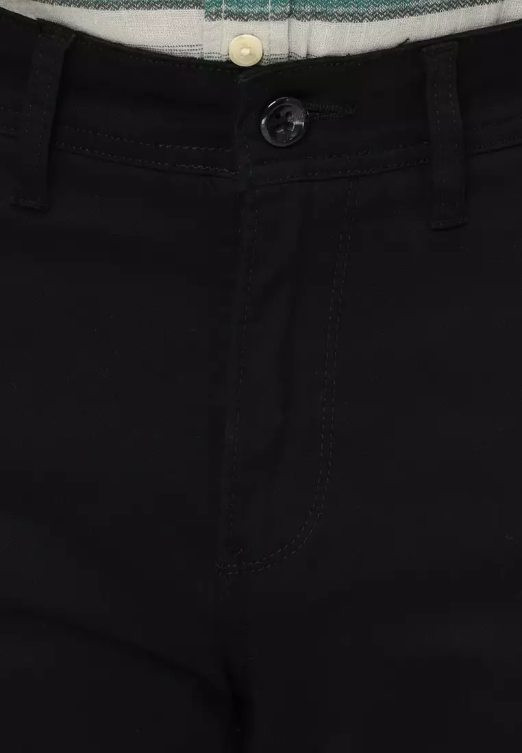 POLICE Celana Chino Panjang Black Cotton Premium Stretch Regular Fit Pria