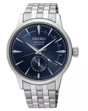 Jam Tangan Pria Seiko Presage SSA347J1 SSA347J1X1 Strap Stainless Steel Dual Tone Color Blue Texture Dial Cocktail Time Blue Moon Automatic Original Garansi Resmi