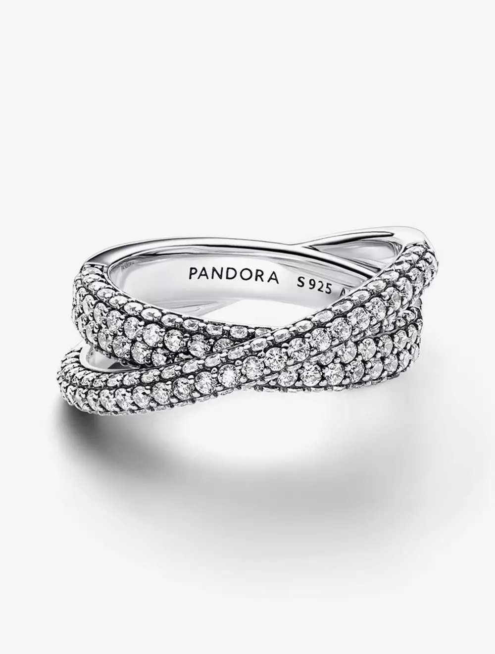 Dual band sterling silver ring with clear cubic zirconia