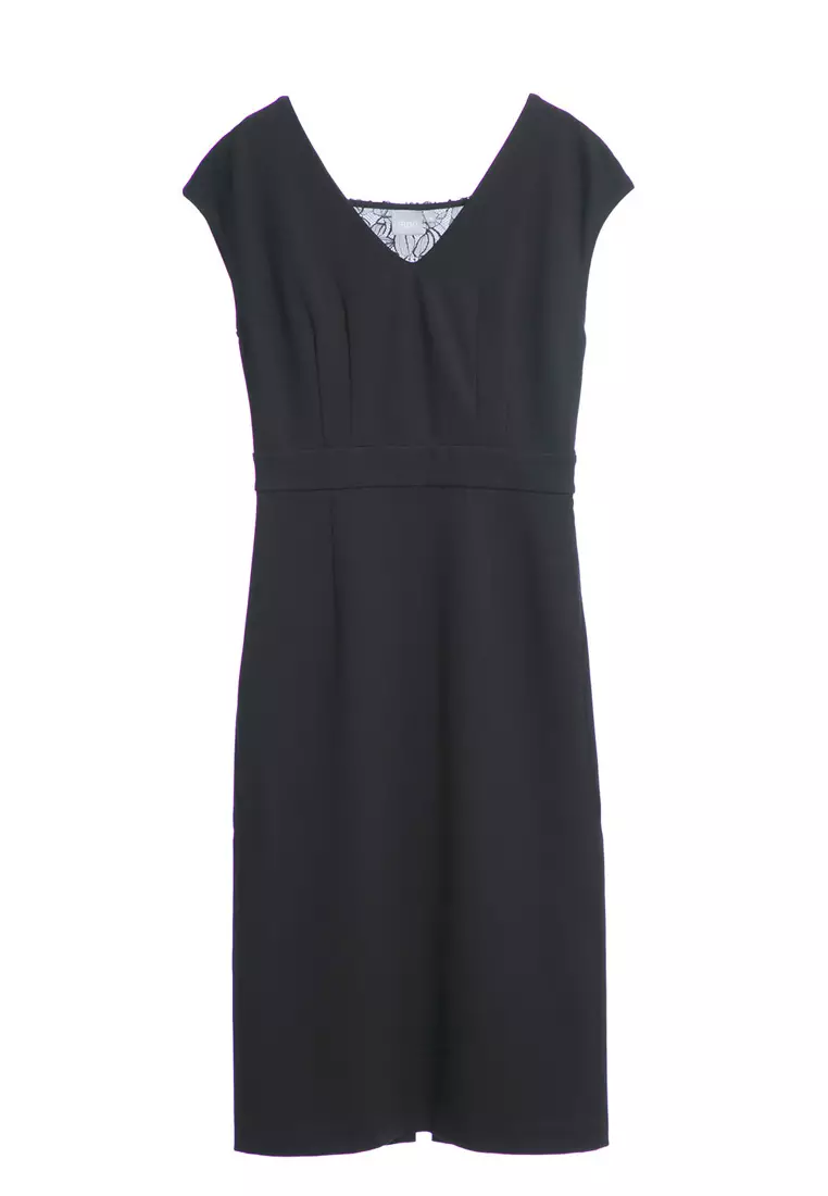 V-Neck Basic Black Dress
