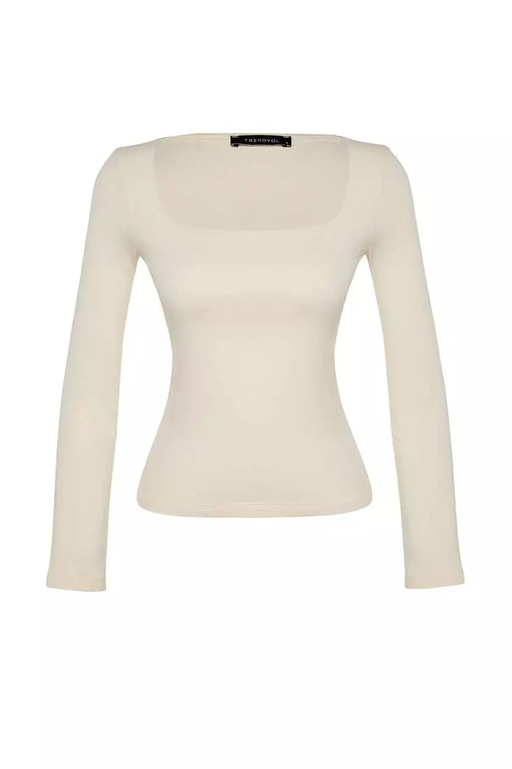 Square Neck Fitted Knit Top