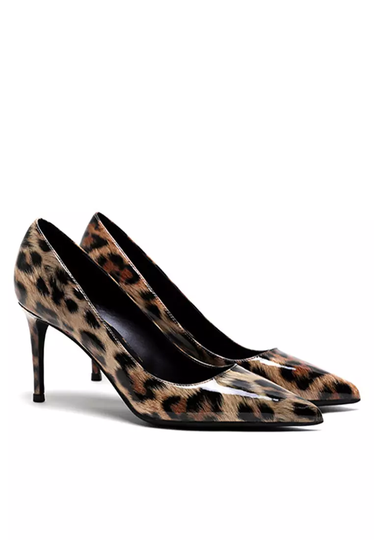 8CM Leopard Patent Pointed High Heel Shoes HZL180