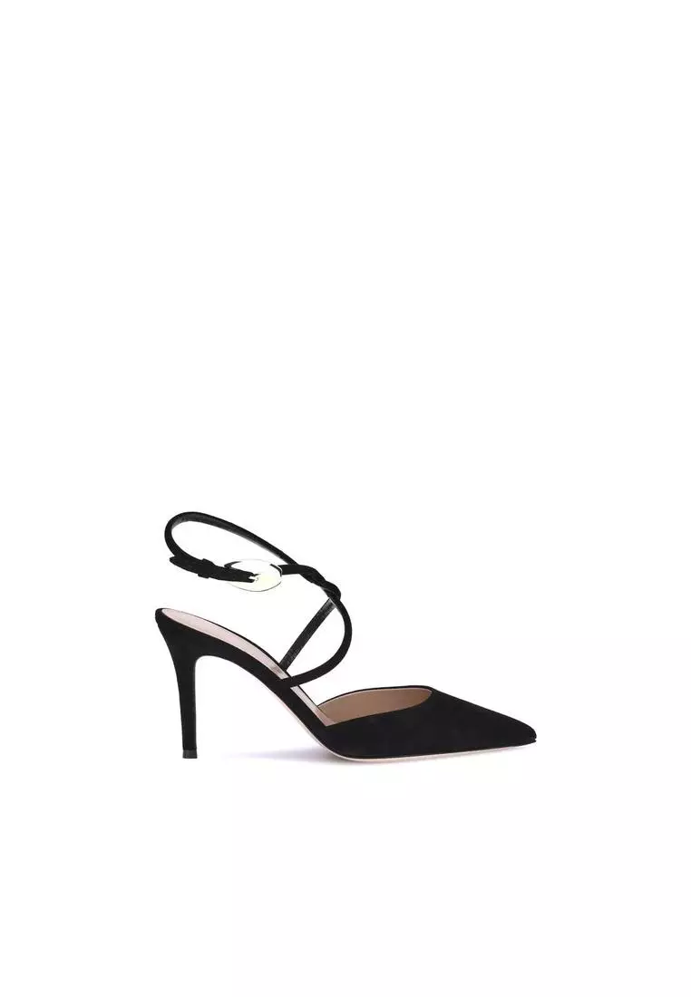 Buy Gianvito Rossi Suede Pumps with Braided Strap and Gold Online