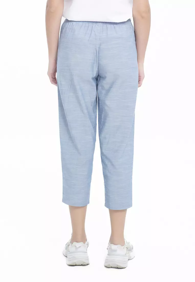 Ladies' Drawstring Pants with Linen Texture