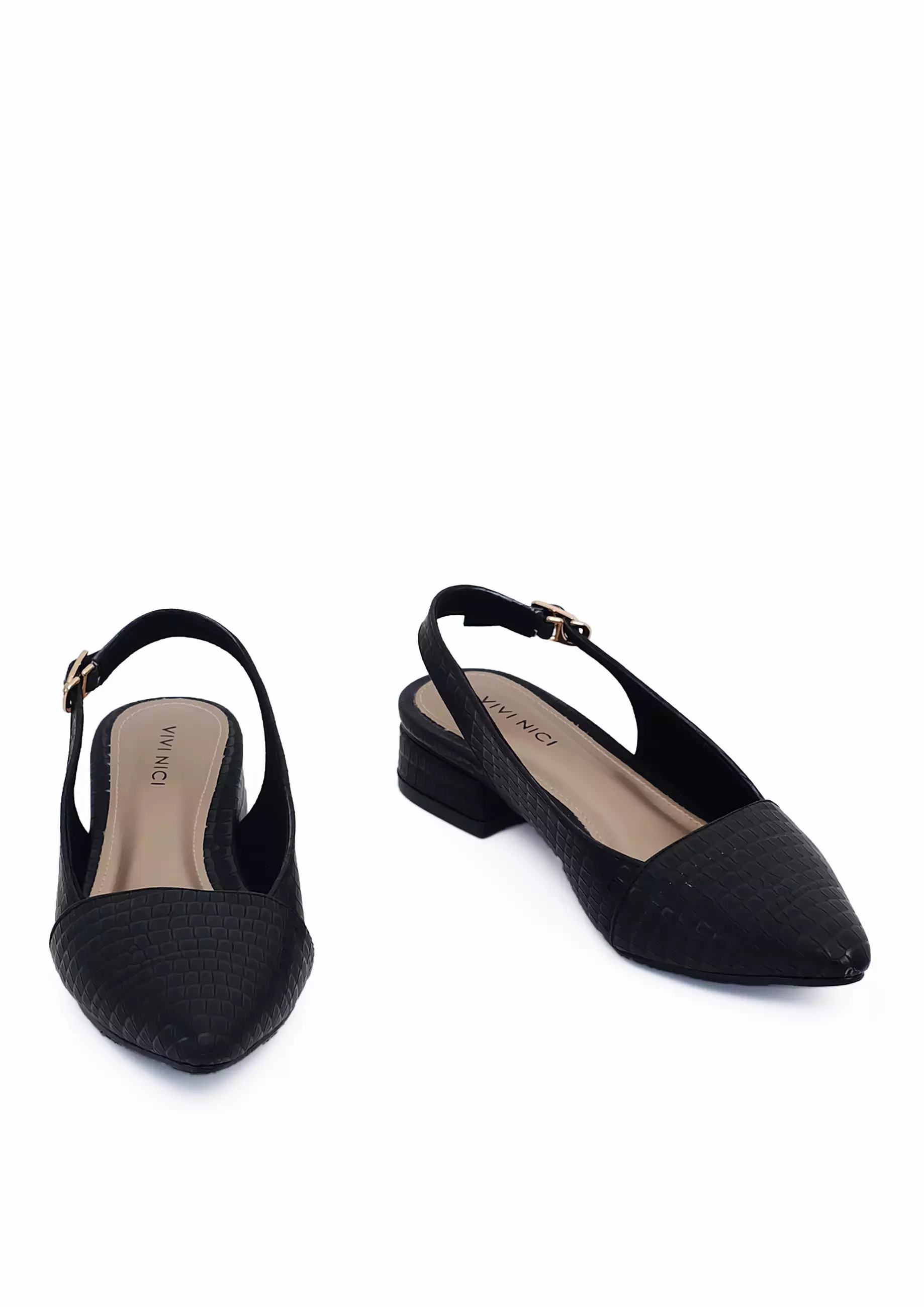 VIVI NICI - Delphine Sepatu Sandal Mules Wanita Hak 3 Cm Black Solid