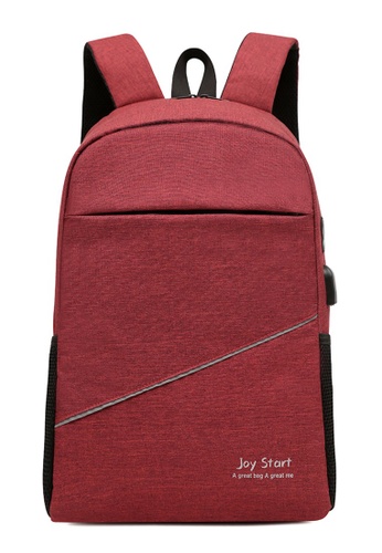 Jackbox red Korean Fashion Joy Start Ipad Laptop Bag with USB Charging Port Backpack 541 (Red) 44B8DAC5383594GS_1