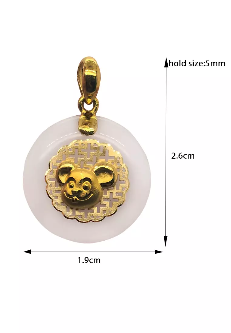 LITZ 999 (24K) 黃金玉鼠生肖吊墜
