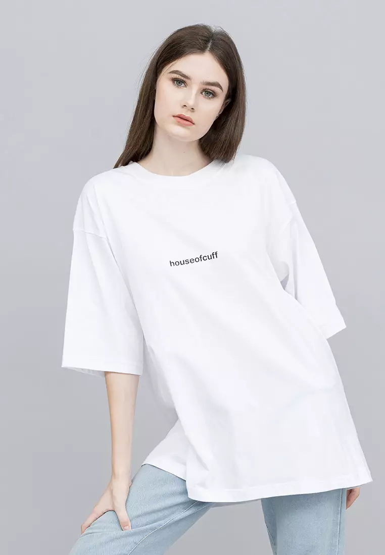 Houseofcuff Kaos Oversized T-shirt Wanita Unisex Tebal Putih Garuda