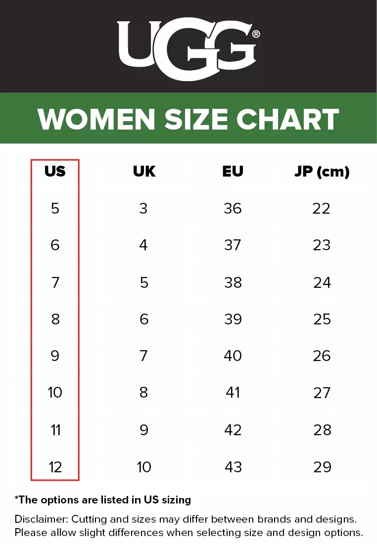 Ugg slides size chart sale