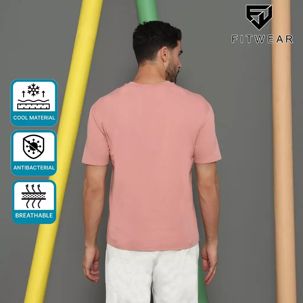 Fitwear Kaos Olahraga Pria Fitwear STEVE LASER CUT ANTI BACTERIAL - SALMON