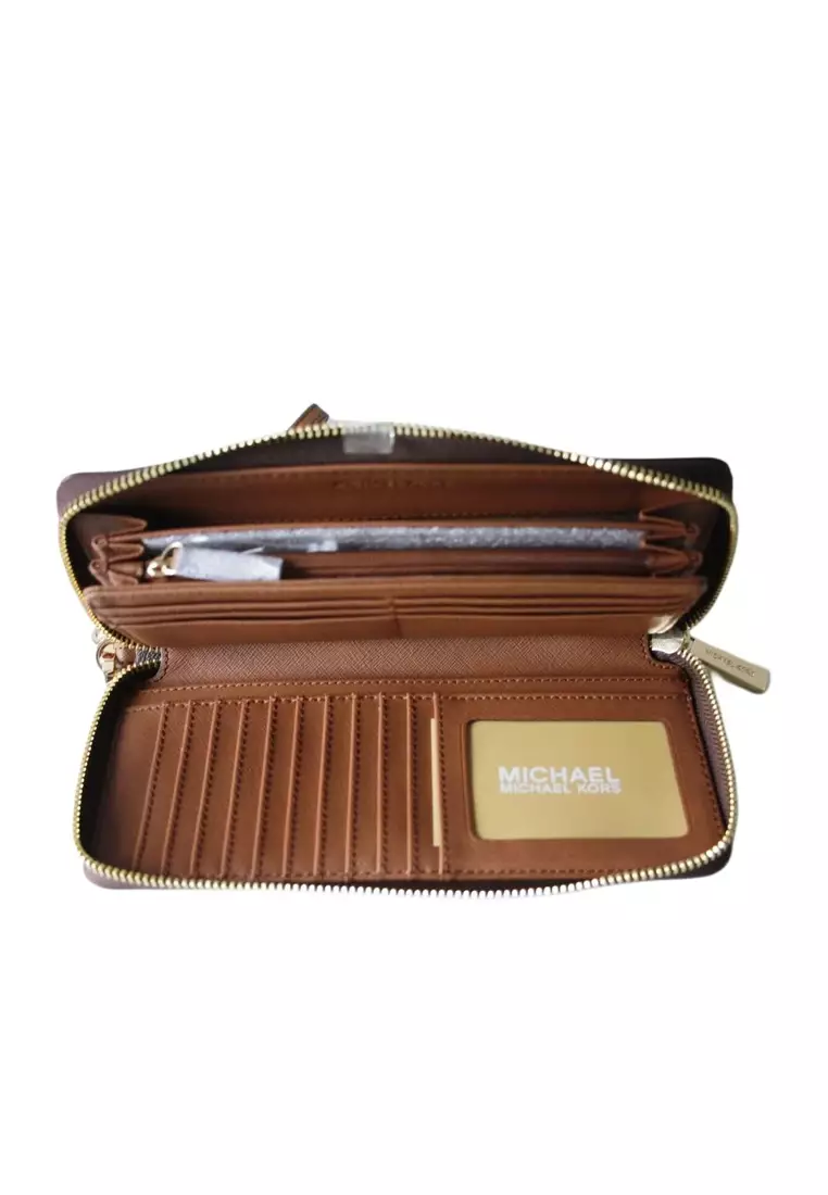 Buy MICHAEL KORS Women's Jet Set Travel Large Logo Continental Wristlet ...
