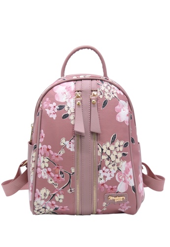 strawberry queen dual front zipper floral backpack candy floral aa pink