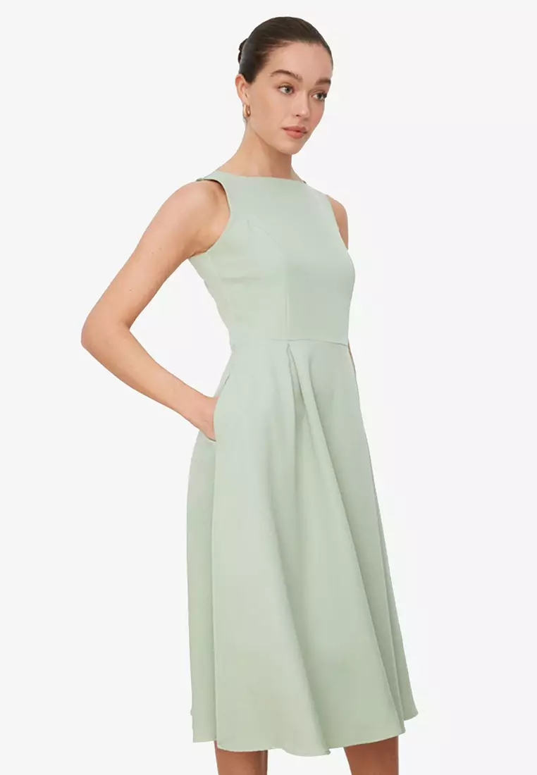 Boat neck 2024 midi dress