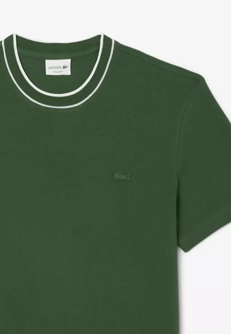 Stretch Piqué Stripe Collar T-shirt