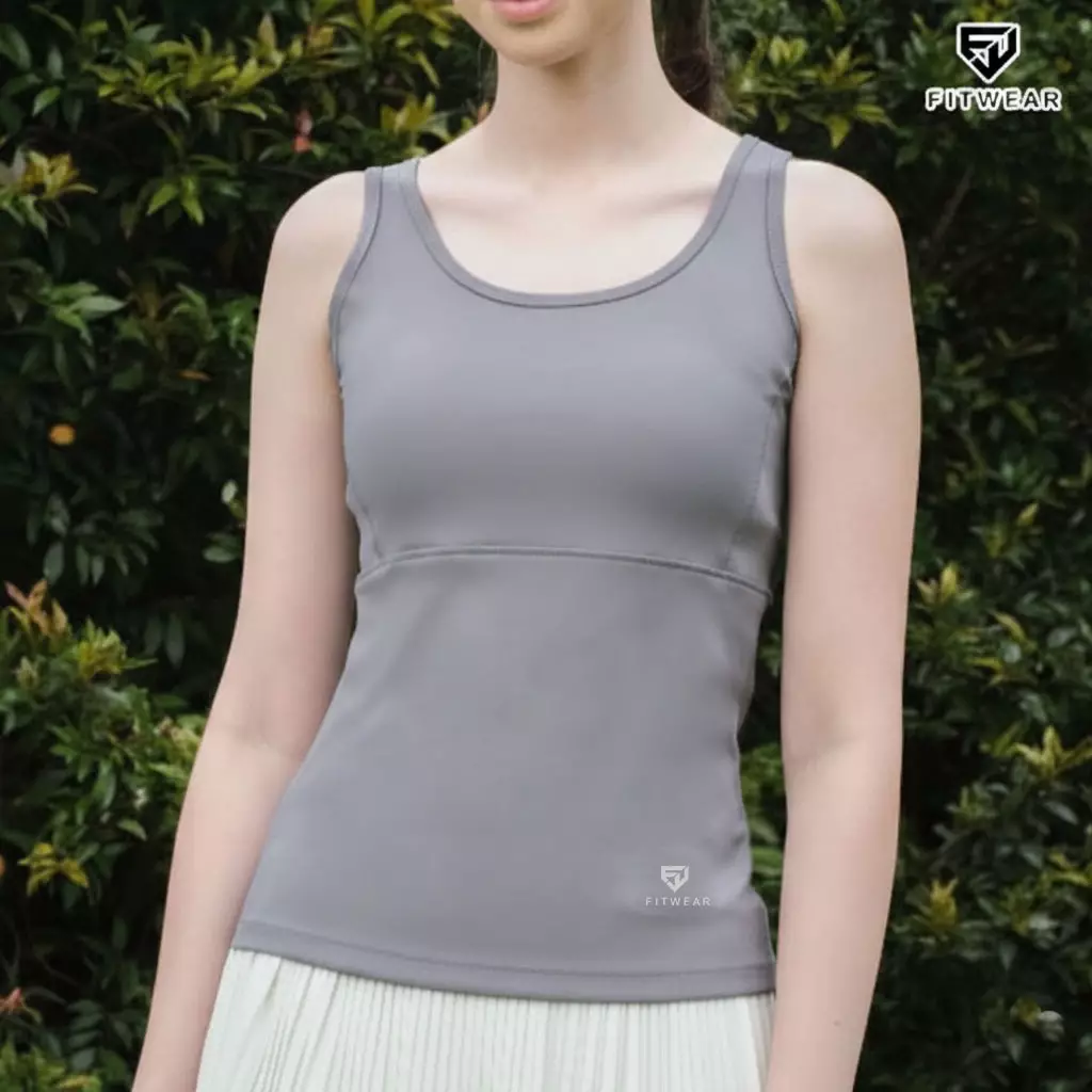 Fitwear Tanktop Olahraga Wanita VIVIAN BACKMESH SLIMFIT - GRAY