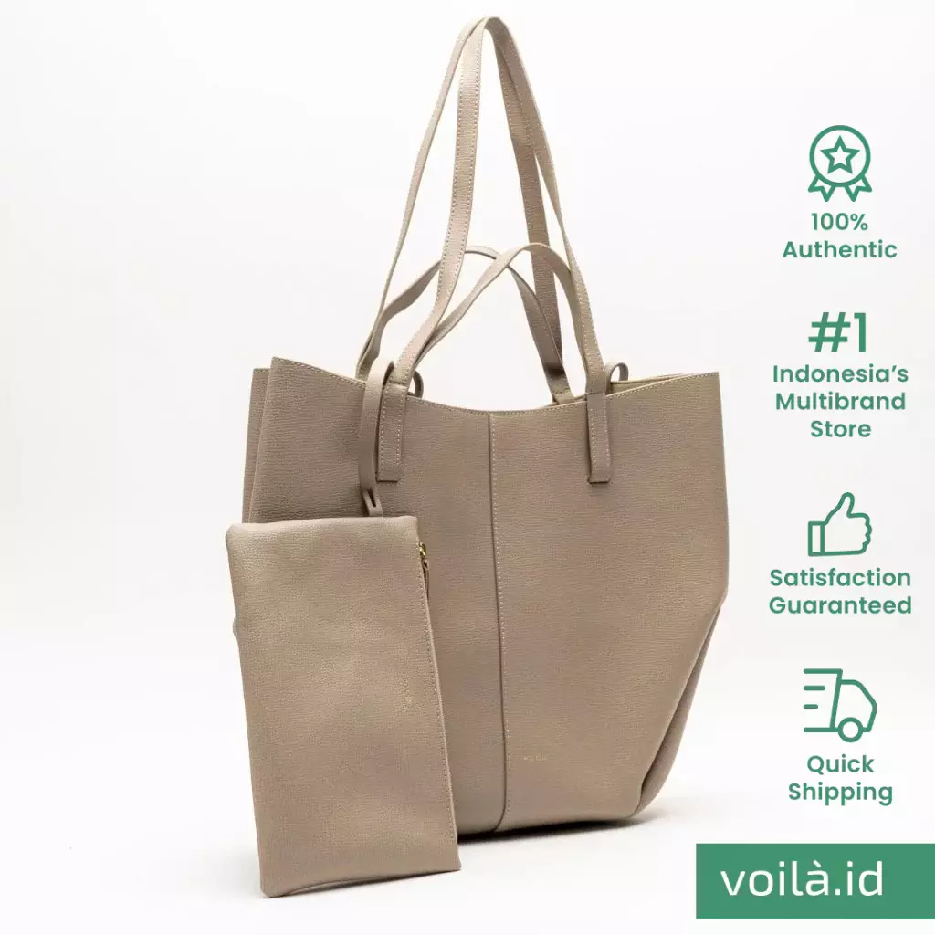 Cyme Shopping Bag Grained Leather Taupe