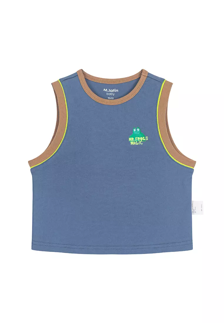 男小童背心套装帅气字母印花运动无袖套装