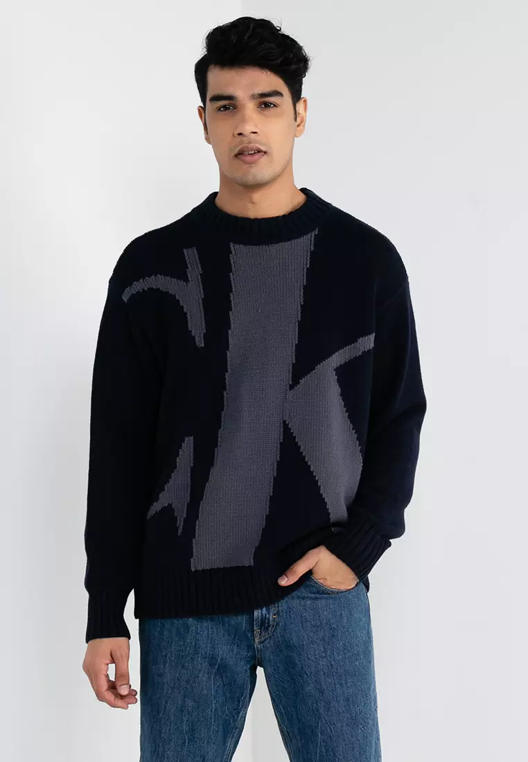 Buy Calvin Klein Monogram Crew Neck Sweater - Calvin Klein Jeans Apparel  2023 Online | ZALORA Singapore